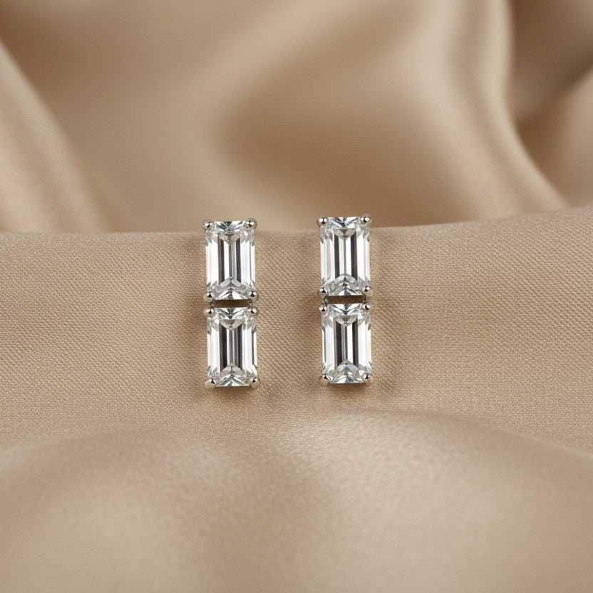 Baguette Cut Gemstone Earrings