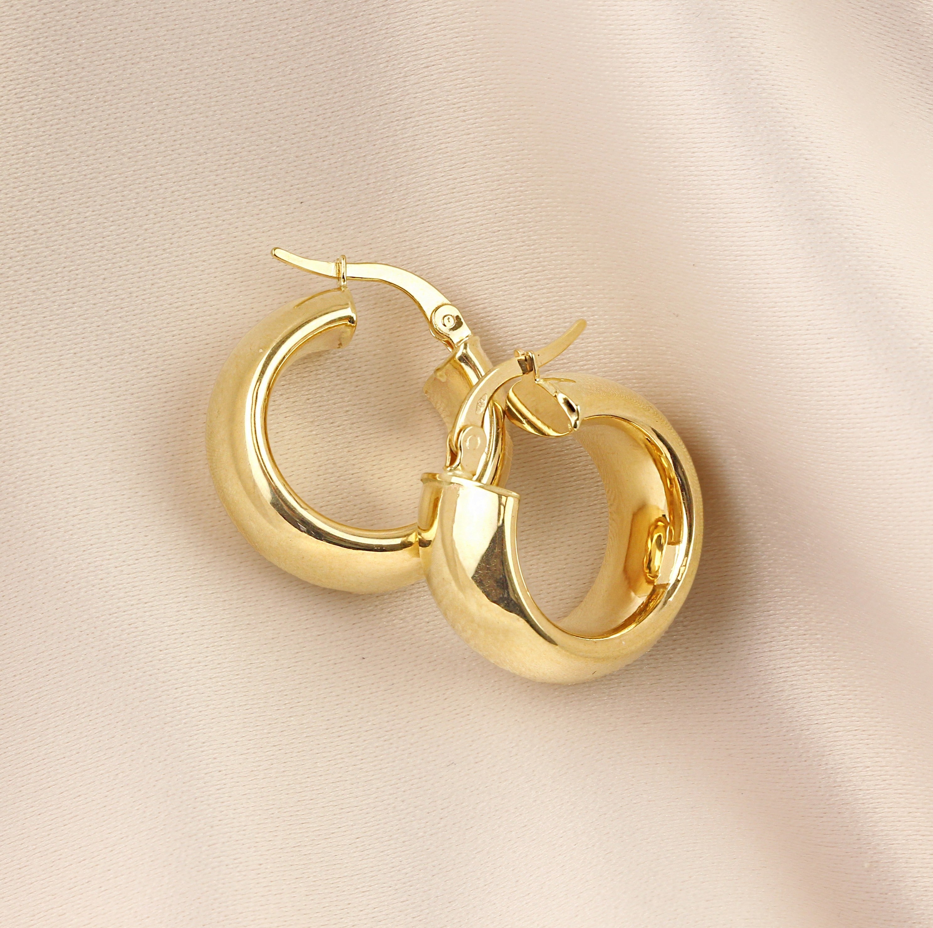 9ct gold plain broad hoop earrings