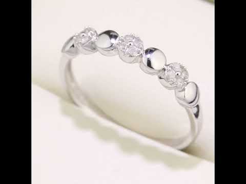 9ct White Gold Natural Diamond and Bead Eternity Ring Band