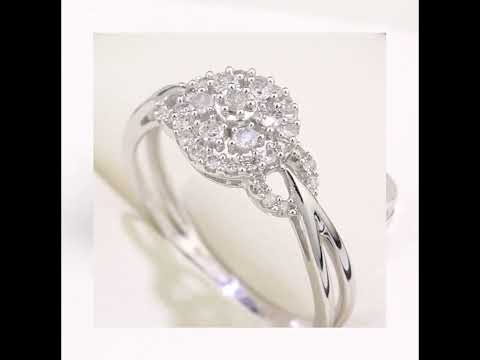 9ct White Gold 0.25 Carat Natural Diamond Cluster Fancy Engagement Ring