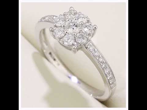 9ct White Gold 0.50 Carat Natural Diamond Cluster Engagement Ring