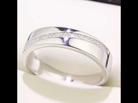 9ct White Gold Natural Diamond Braod Wedding Band Ring