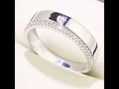 9ct White Gold 0.10 Carat Natural Diamond Wide Wedding Band Ring