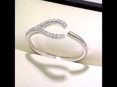 9ct White Gold Natural Diamond Fancy Wishbone Ring