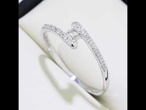 9ct White Gold 0.10 Carat Natural Diamond Bypass Engagement Ring