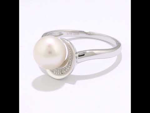 9ct White Gold 0.02ct Diamond And Cultured Pearl Ring