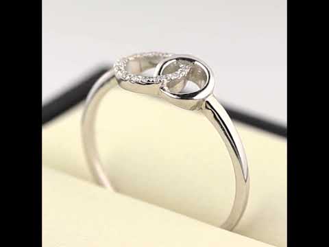 9ct White Gold Natural Diamond Linking Circles Ring