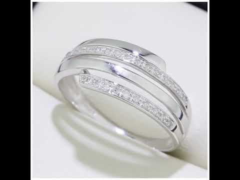 9ct White Gold Natural Diamond Eternity Cocktail Bypass Ring