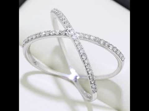 9ct White Gold 0.20 Carat Natural Diamond Crossover Cocktail Ring