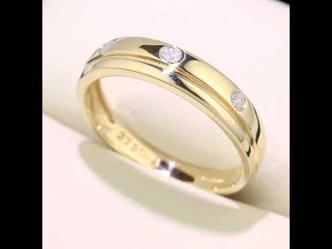9ct Gold Natural Diamond Flush Set Wedding Band Ring