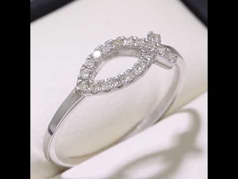9ct White Gold 0.10 Carat Natural Diamond Fish Fancy Ring