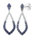 0.9 Ct Natural Blue Sapphire and Diamond Drop Earrings in 18ct White Gold