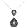 9ct White Gold 0.55 Carat Natural Black and White Diamond Drip Necklace