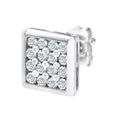 Diamond Cluster Stud Earrings 9ct White Gold | Prime Jewellery