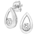 9ct White Gold 0.25 Carat Natural Diamond Solitaire Drop Stud Earrings