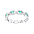 9ct White Gold Round Emerald and Diamond  Eternity Ring