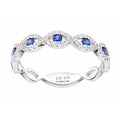 Round Natural Blue Sapphire and Diamond Full Eternity Ring in 9ct White Gold