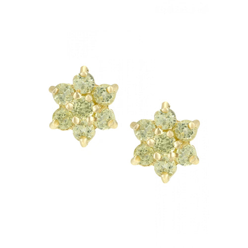 Peridot Cluster Stud Earrings 9ct Yellow Gold | Prime Jewellery