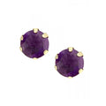 Round Amethyst Solitaire Stud Earrings 9ct Yellow Gold | Prime Jewellery