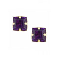 Princess Amethyst Solitaire Stud Earrings 9ct Yellow Gold | Prime Jewellery