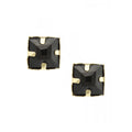 Princess Black Sapphire and Diamond Stud Earrings 9ct Yellow Gold | Prime Jewellery