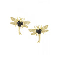 Black Sapphire Dragonfly Stud Earrings 9ct Yellow Gold | Prime Jewellery