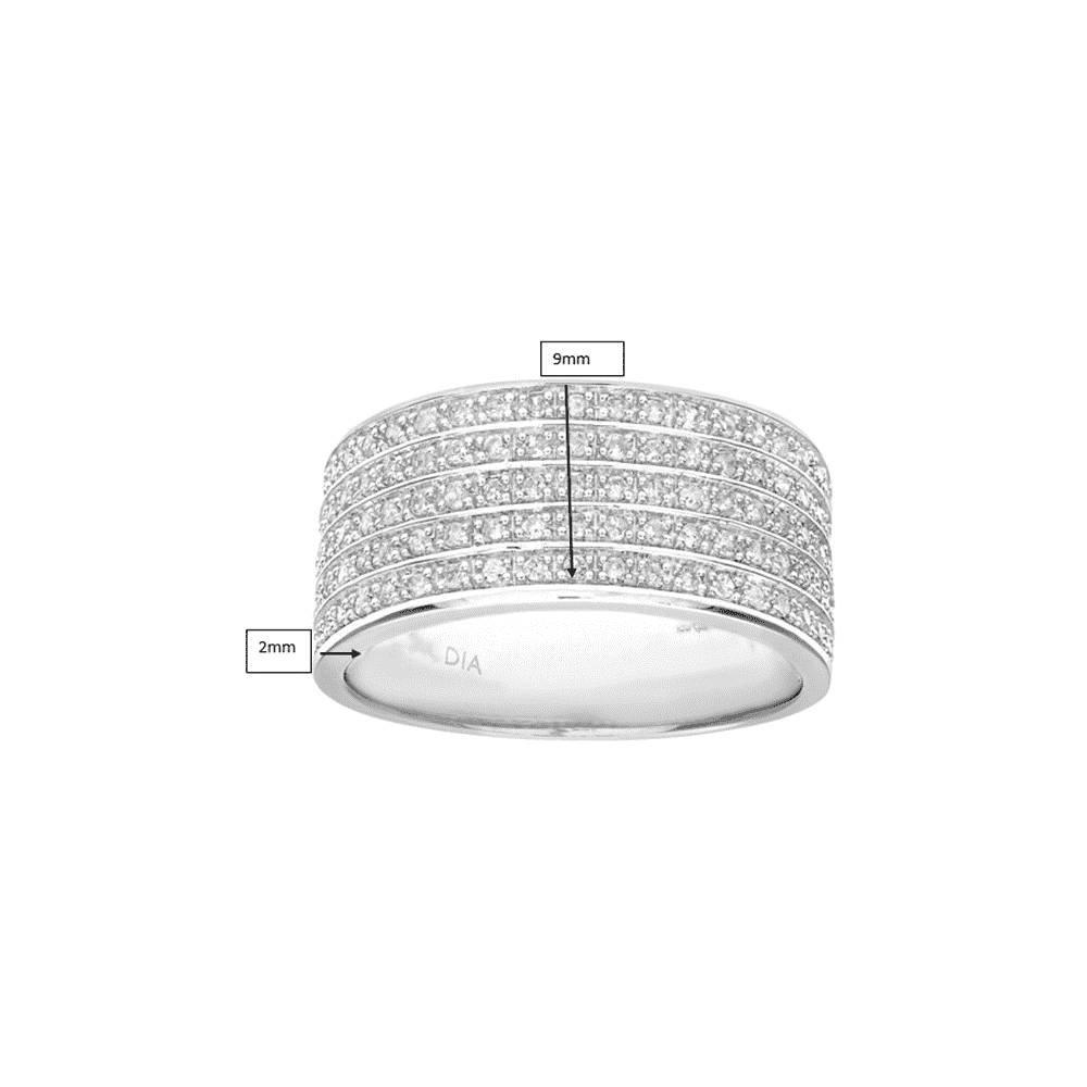 9ct White Gold 0.50 Carat Natural Diamond 5-Row Eternity Ring