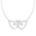 9ct White Gold Natural Diamond Twin Hearts Necklace