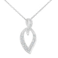 9ct White Gold 0.10ct Natural Diamond Leaf Necklace