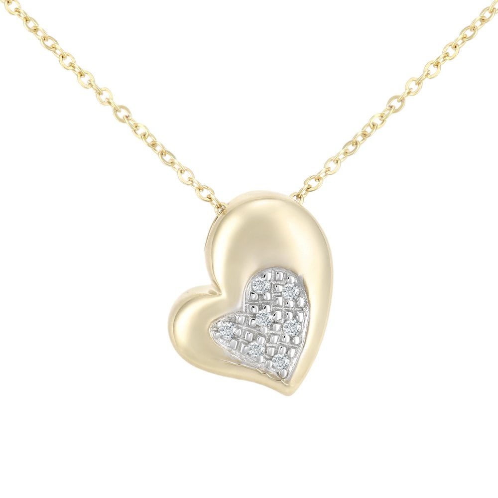 9ct Gold Natural Diamond Heart Necklace