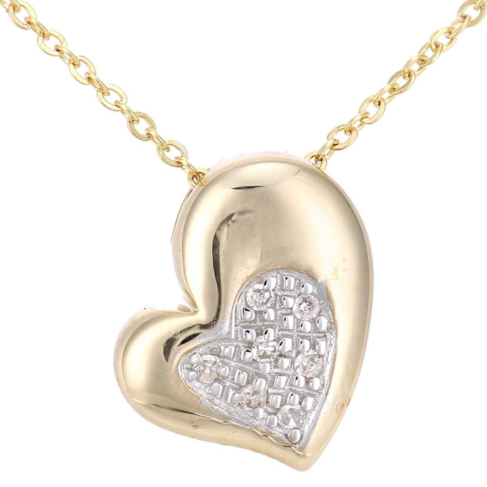 9ct Gold Natural Diamond Heart Necklace