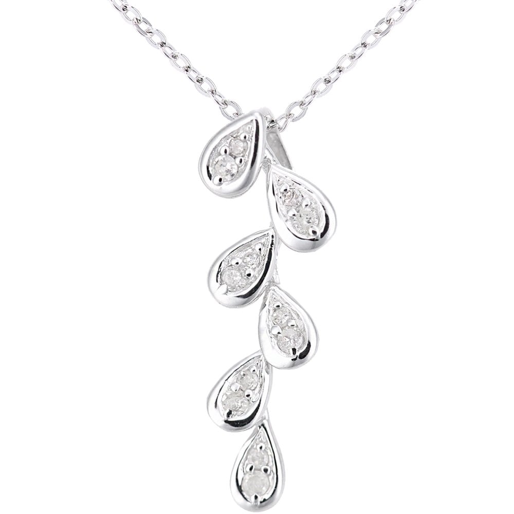 9ct White Gold 0.10ct Natural Diamond Necklace