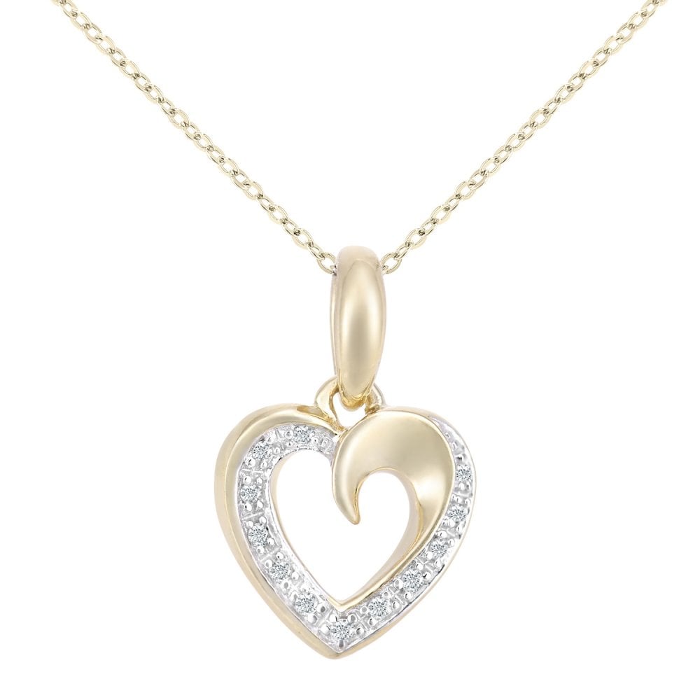 Diamond Heart Necklace 9ct Gold | Prime Jewellery