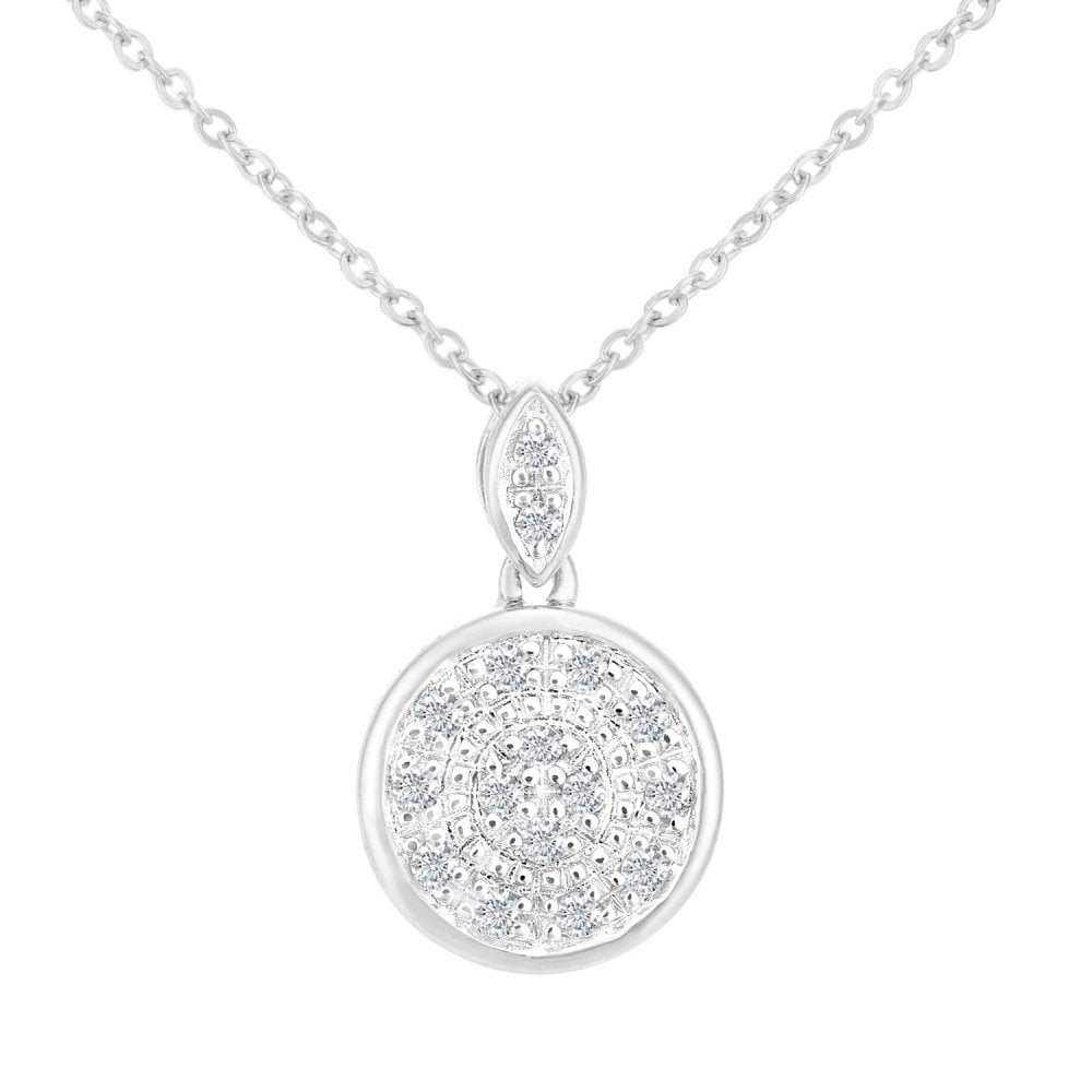 Diamond Cluster Necklace 9ct White Gold | Prime Jewellery