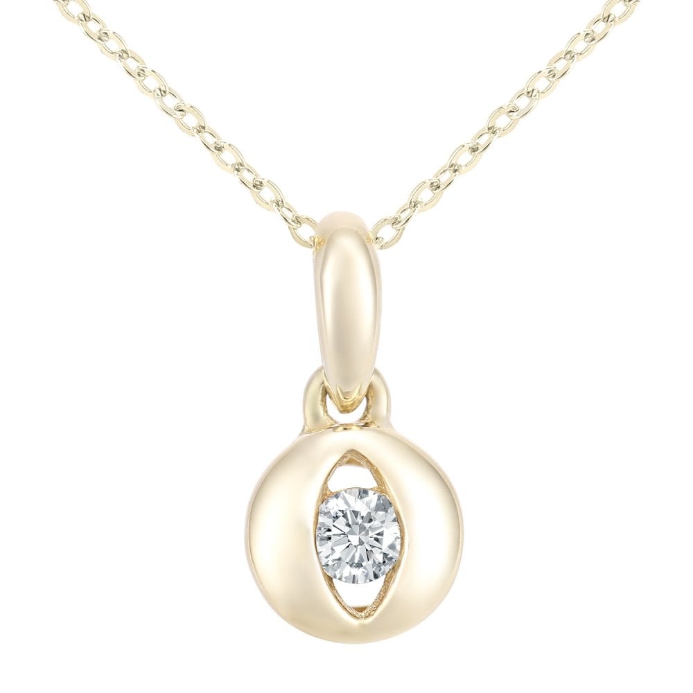 9ct Gold Natural Diamond Solitaire Necklace