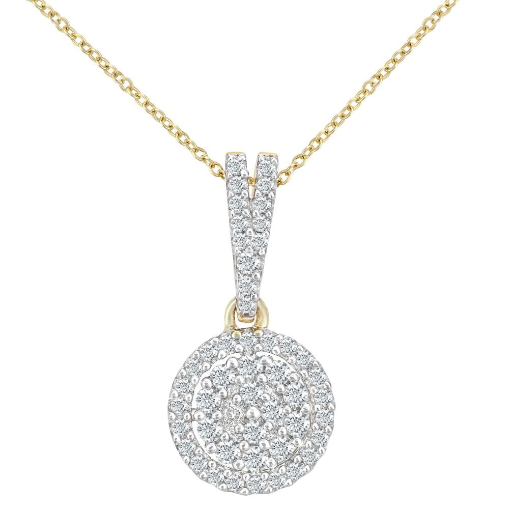 Diamond Cluster Necklace 9ct Gold | Prime Jewellery