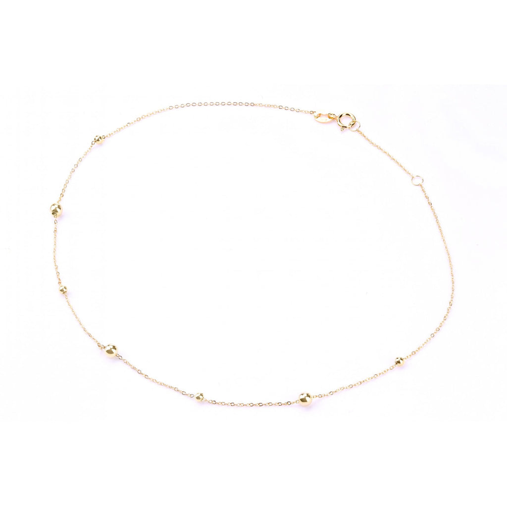 9ct Yellow Gold Ball Charm Anklet