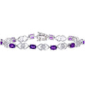 9ct White Gold Oval Amethyst and Diamond Heart Bracelet