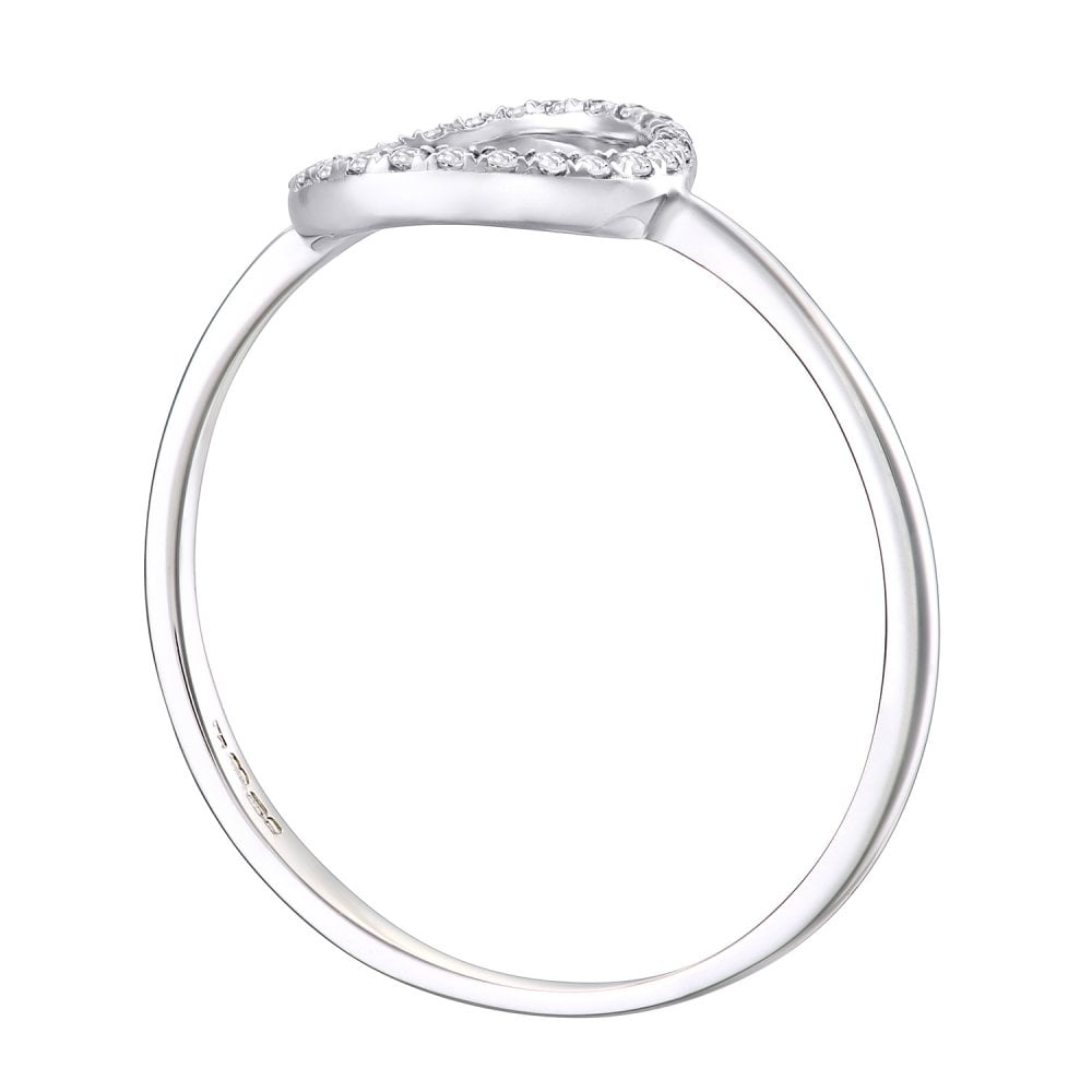 14ct White Gold Natural Diamond Open Circle Ring, I1 H-I