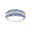 1.1 Ct Round Natural Blue Sapphire and Diamond Eternity Ring in 9ct White Gold