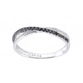 9ct White Gold 0.20 Carat Natural Black and White Diamond Criss Cross Band Ring, I1 H-I