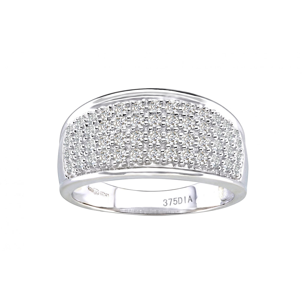 9ct White Gold 0.50 Carat Natural Diamond Half Eternity Band Ring