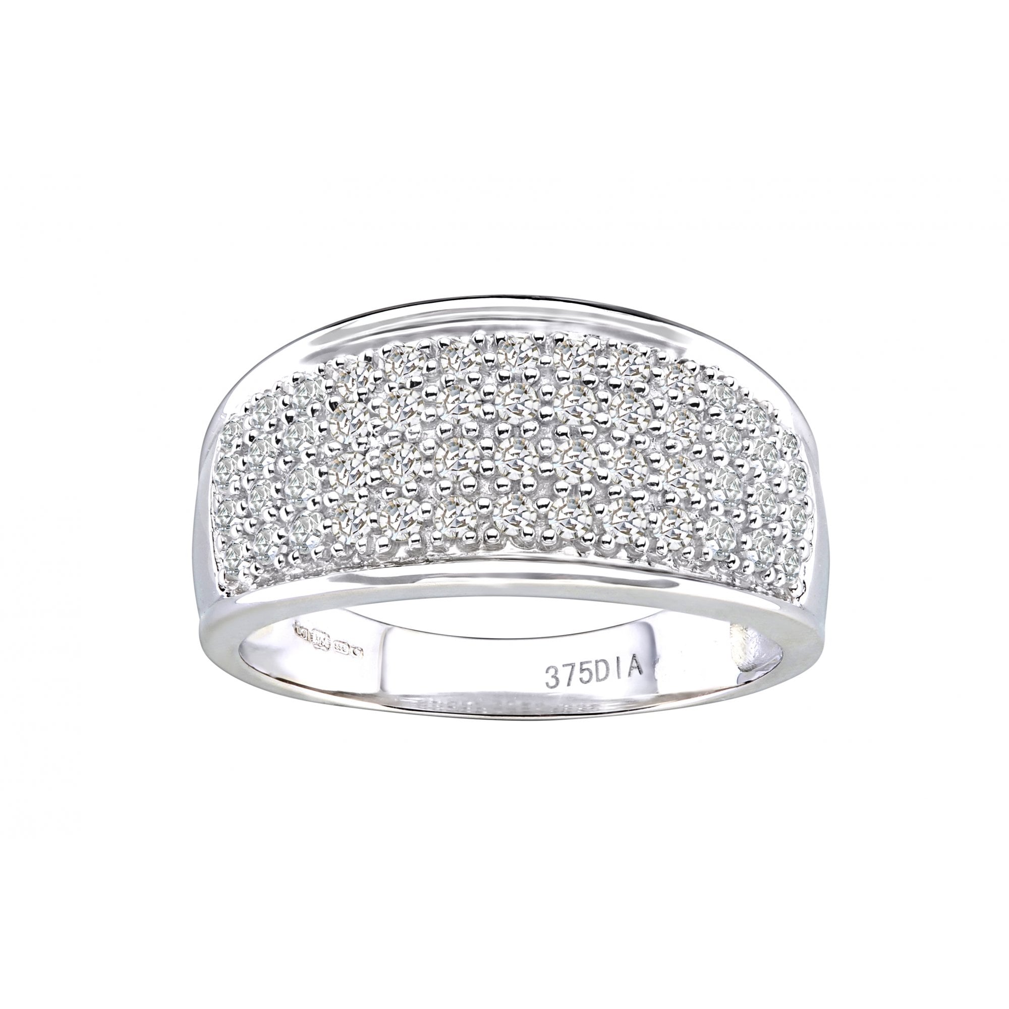 9ct White Gold 0.50 Carat Natural Diamond Half Eternity Band Ring