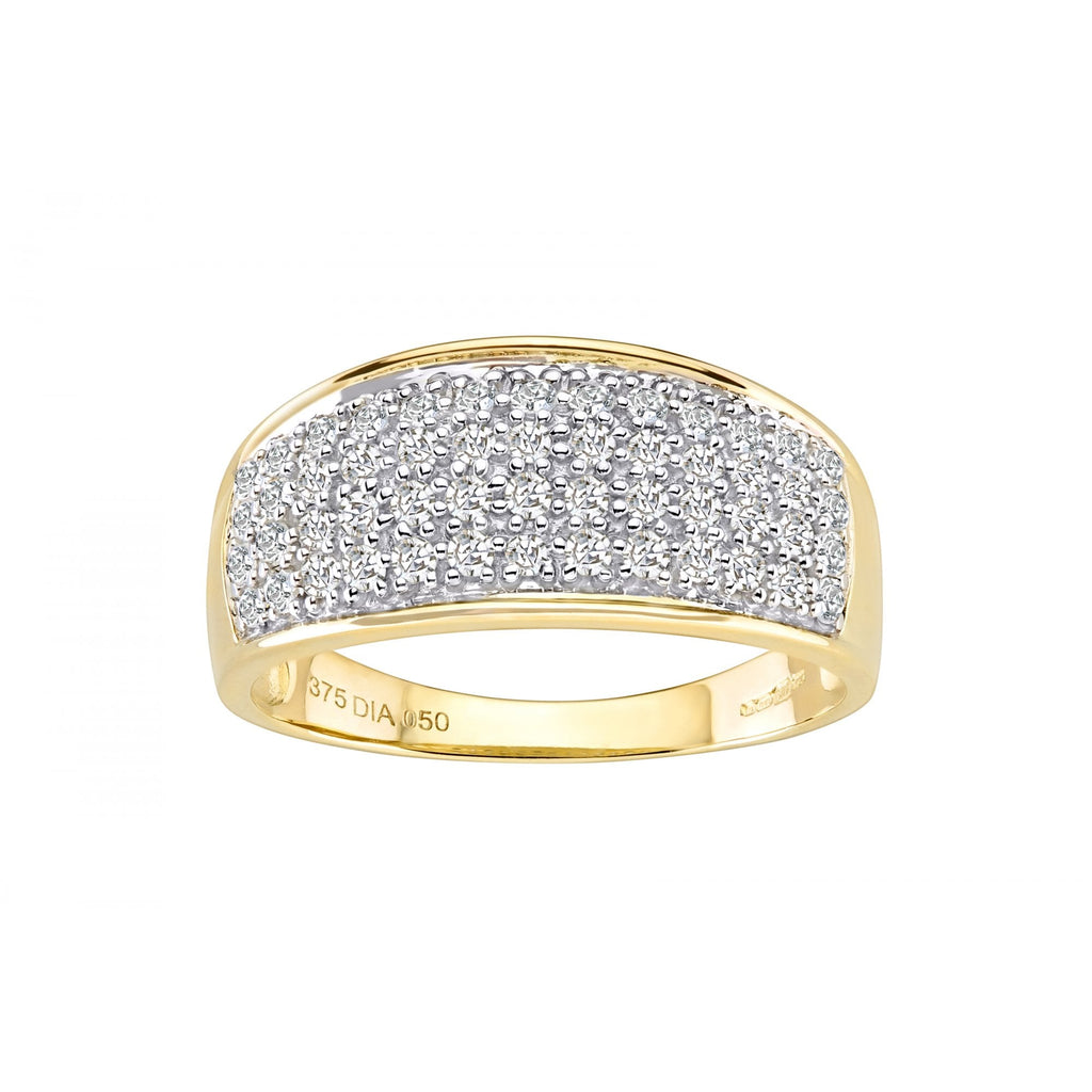 9ct Gold 0.50 Carat Natural Diamond Half Eternity Band Ring