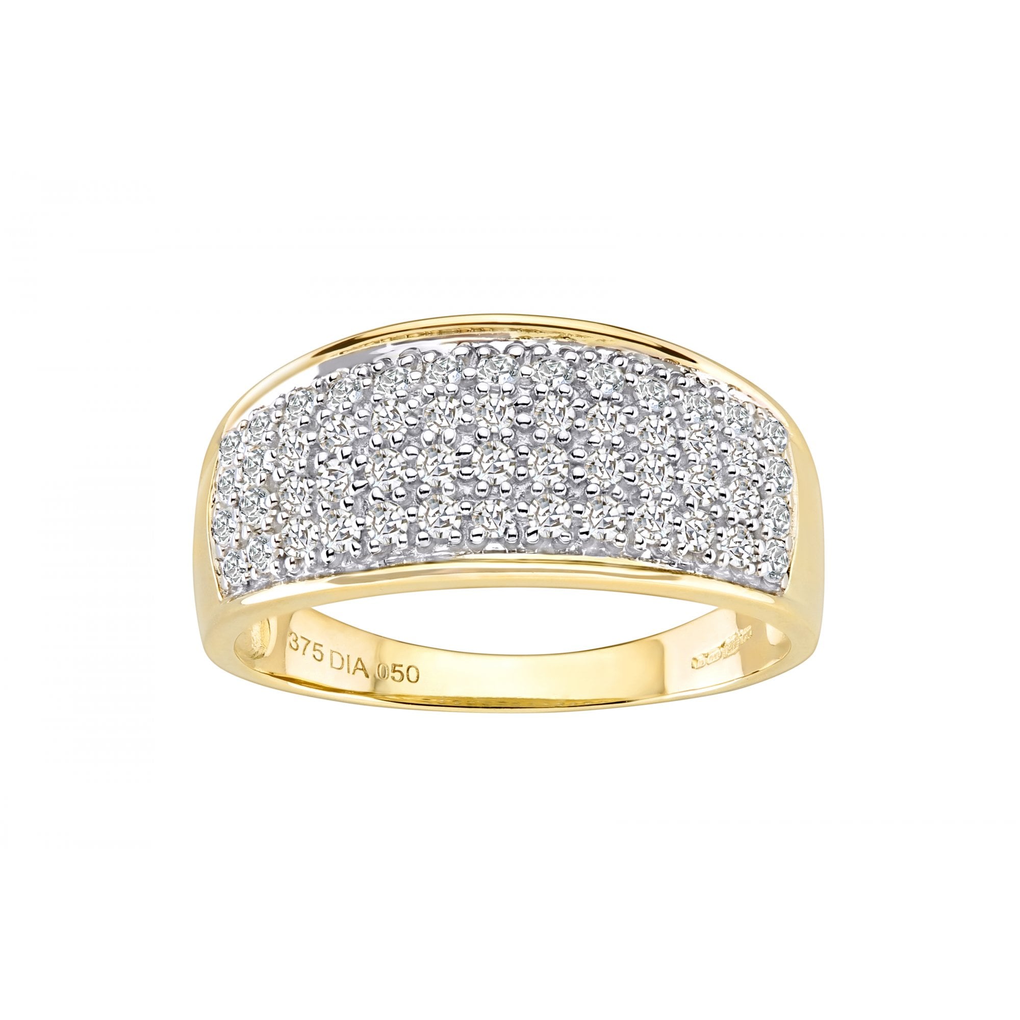 9ct Gold 0.50 Carat Natural Diamond Half Eternity Band Ring