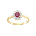 9ct Yellow Gold Ruby & 0.03ct Diamond Cluster Ring