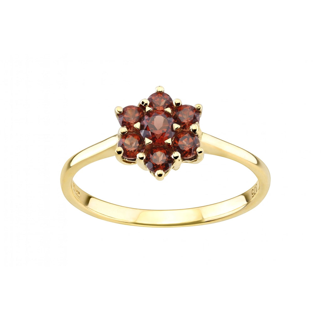 9ct Yellow Gold Garnet Cluster Ring