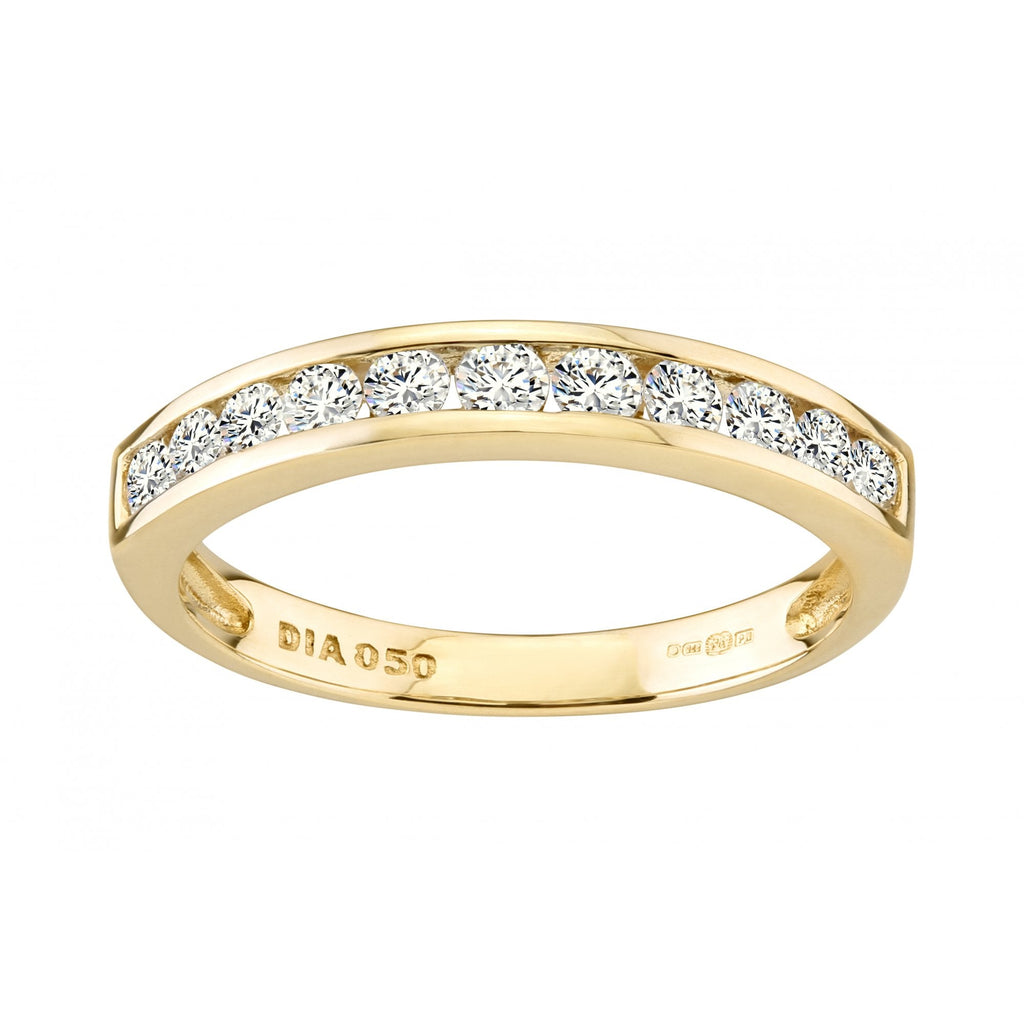 9ct Gold 0.50 Carat Natural Diamond Channel Set Eternity Band Ring