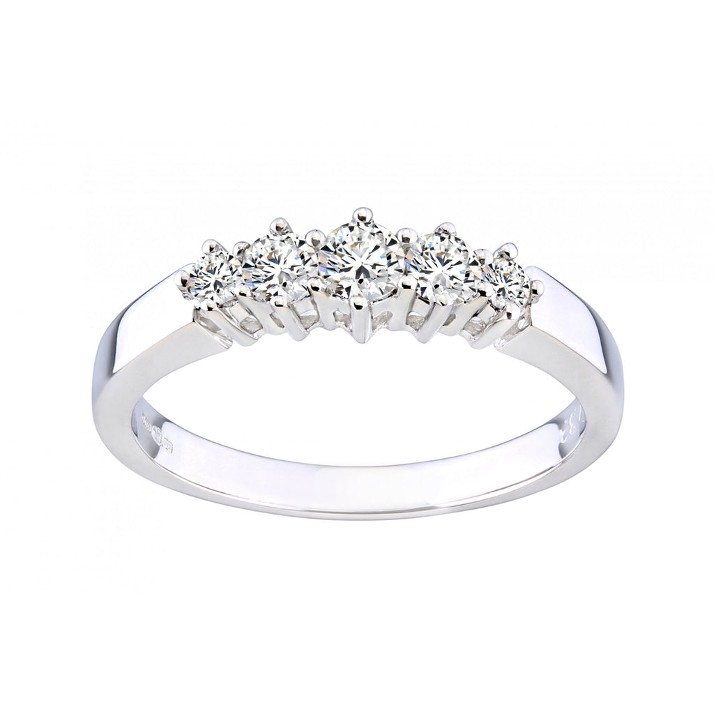 9ct White Gold 0.33 Carat Natural Diamond 5 Stone Engagement Ring
