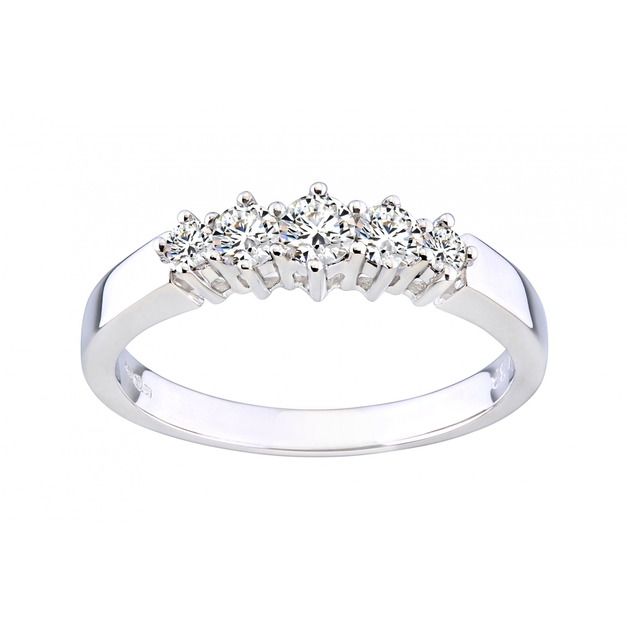 9ct White Gold 0.33 Carat Natural Diamond 5 Stone Engagement Ring